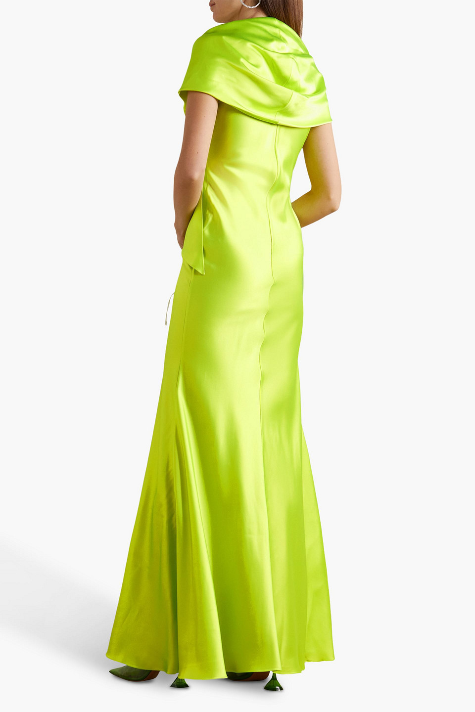  Halpern - Twisted Draped Satin Gown - Green - Fr 38 
