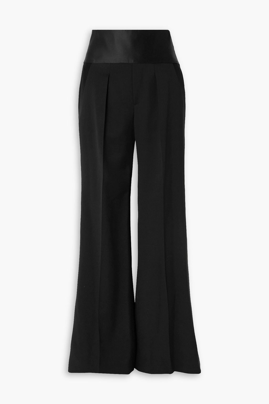 TOM FORD Silk satin-trimmed grain de poudre wool wide-leg pants