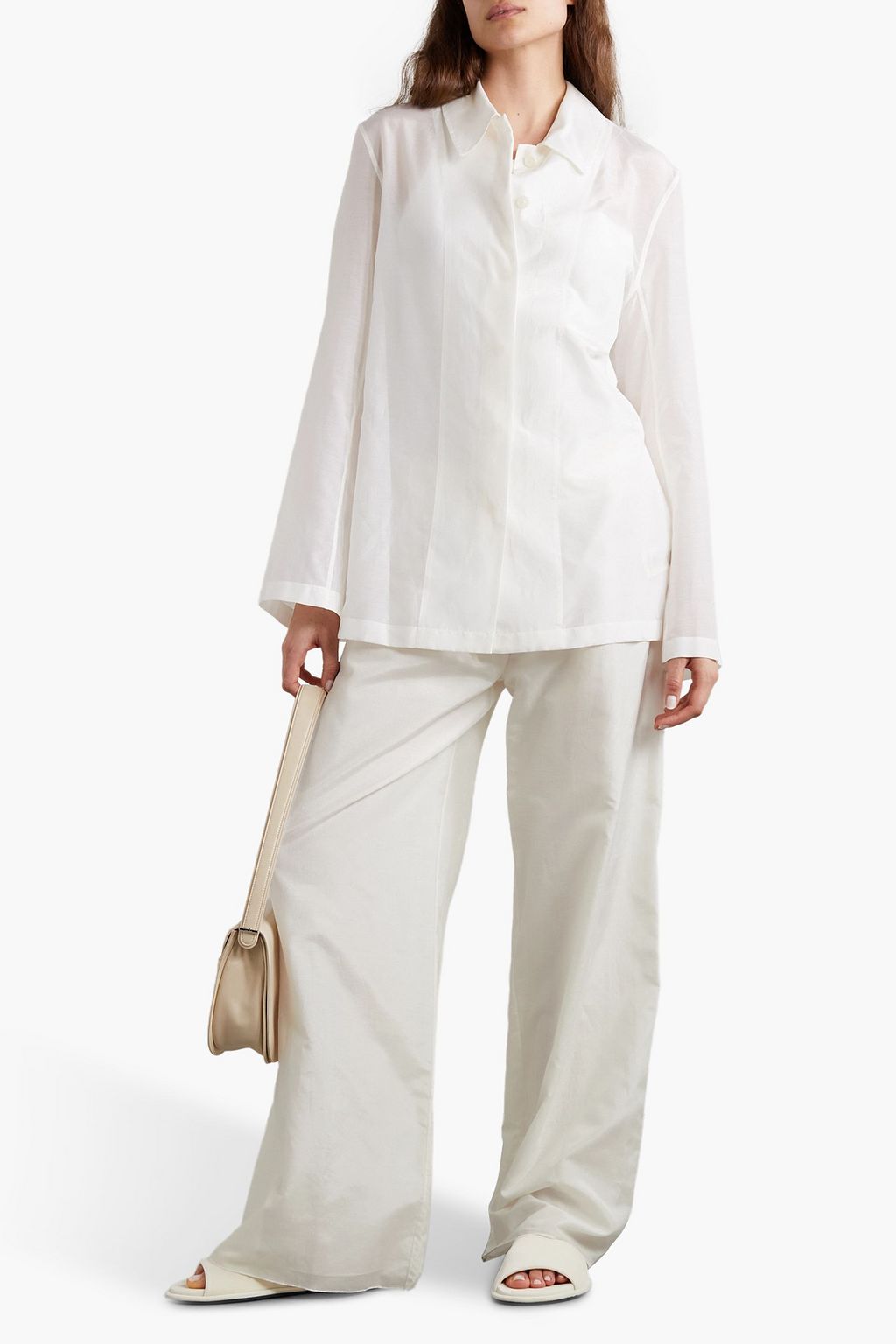THE ROW Andres cotton and silk-blend poplin wide-leg pants