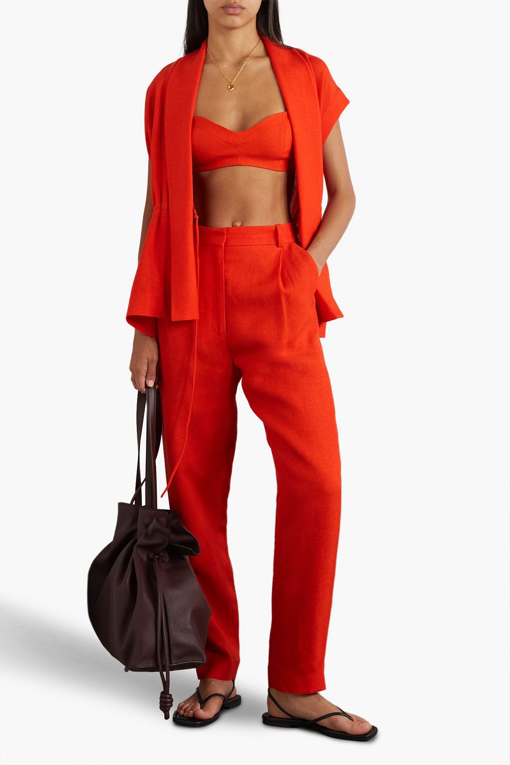 TOVE Etta ruched woven bra top