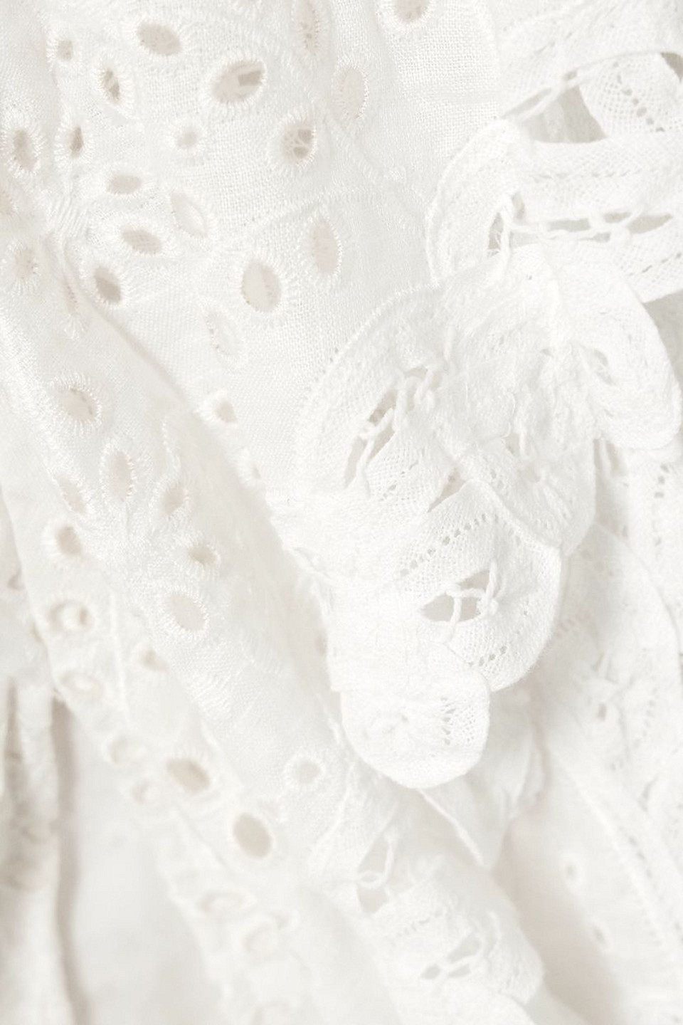 Polo Ralph Lauren Asymmetric Ruffled Broderie Anglaise Linen Midi Dress In White