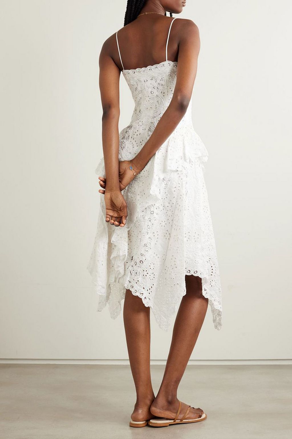 POLO RALPH LAUREN Asymmetric ruffled broderie anglaise linen midi dress