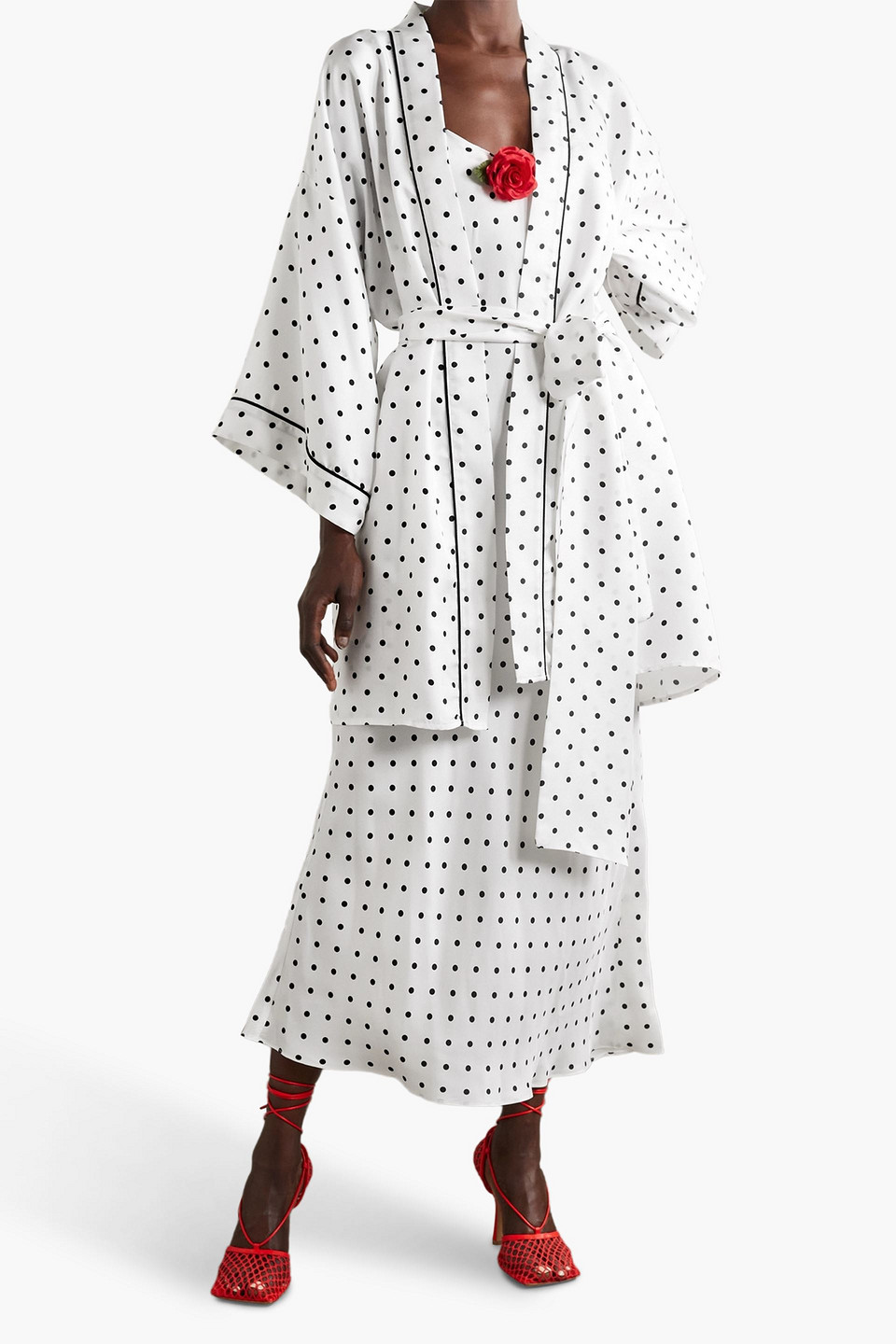 RODARTE POLKA-DOT SILK-TWILL ROBE