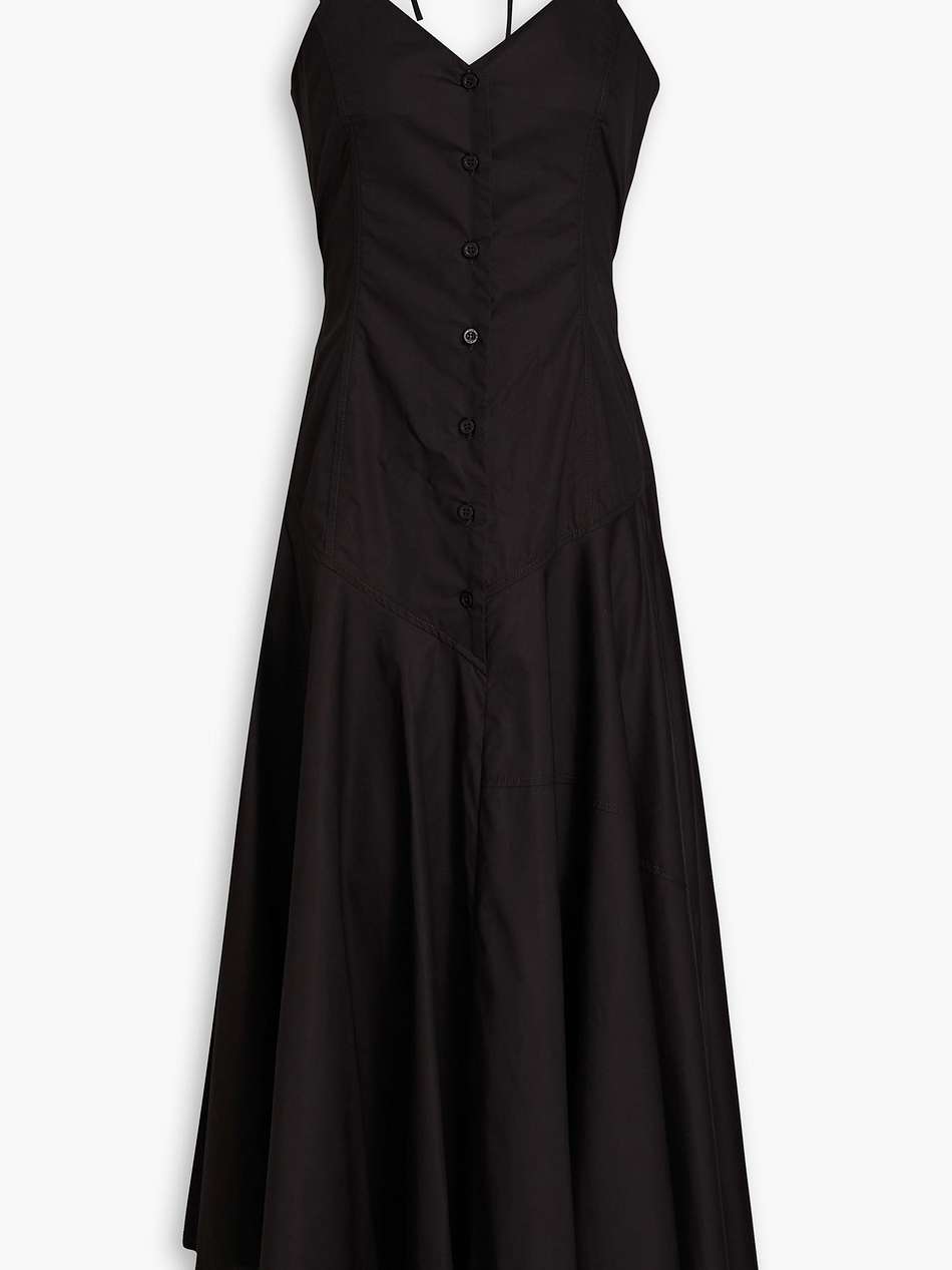 asymmetric cutout cotton-poplin midi dress