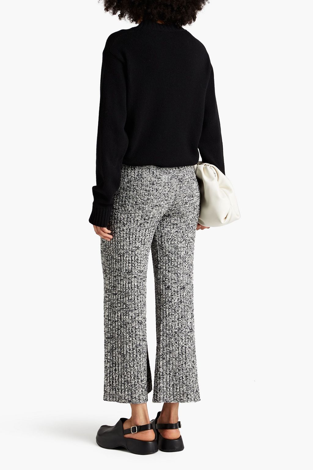 PROENZA SCHOULER リブ編みブークレニット ワイドレッグパンツ