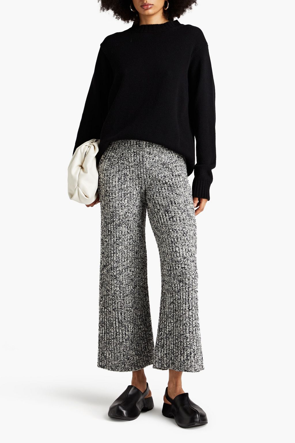 PROENZA SCHOULER リブ編みブークレニット ワイドレッグパンツ