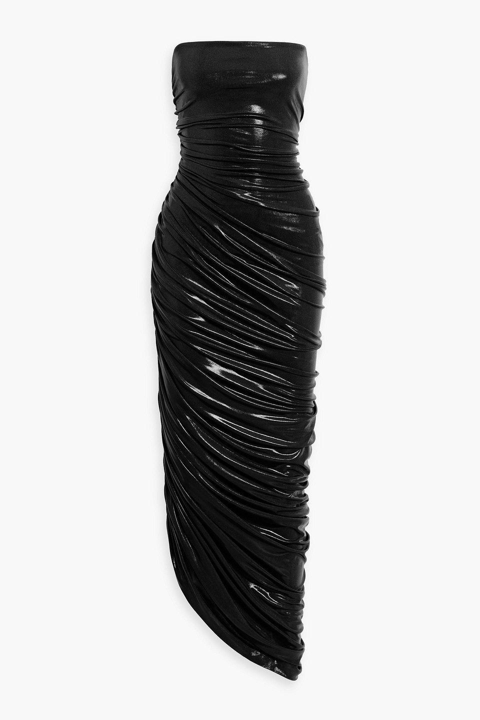 norma kamali - diana strapless ruched lamé gown - black - fr 32