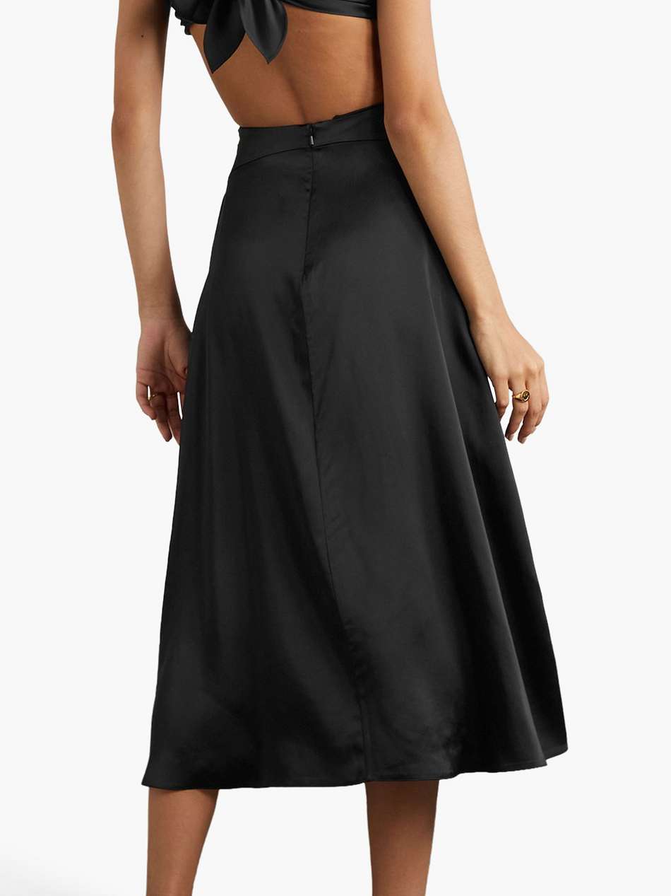 cutout twisted satin midi dress