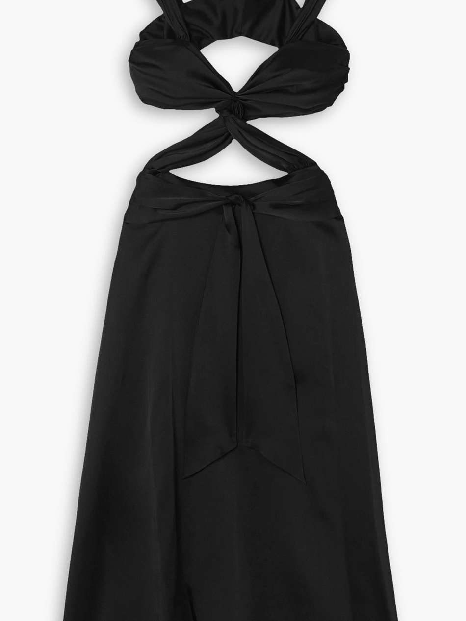 cutout twisted satin midi dress