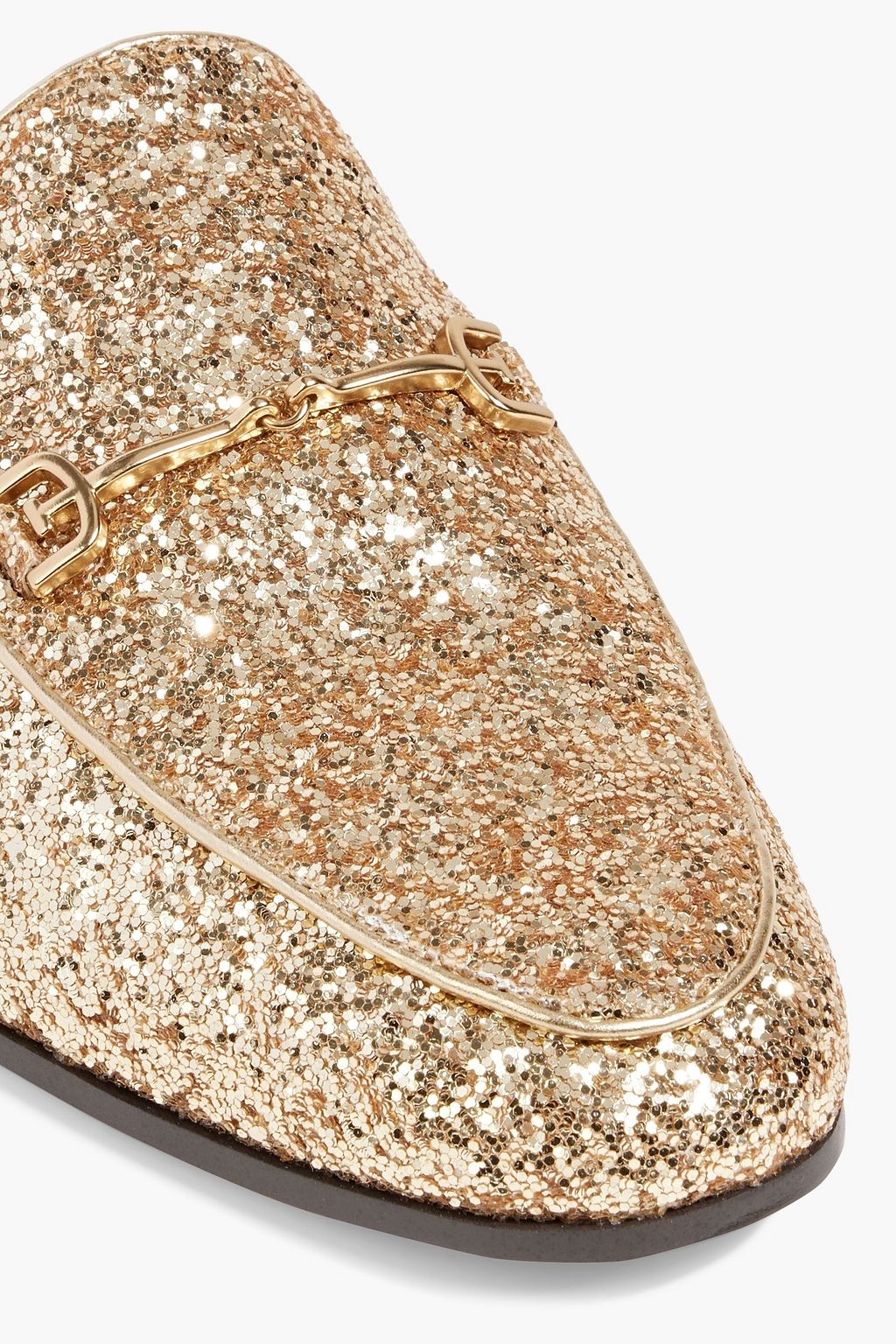 SAM EDELMAN Linnie embellished glittered leather slippers