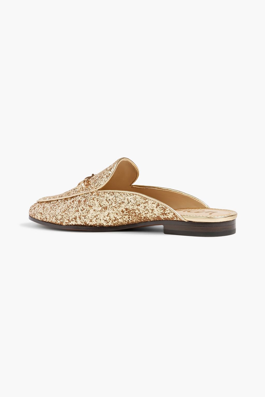 SAM EDELMAN Linnie embellished glittered leather slippers