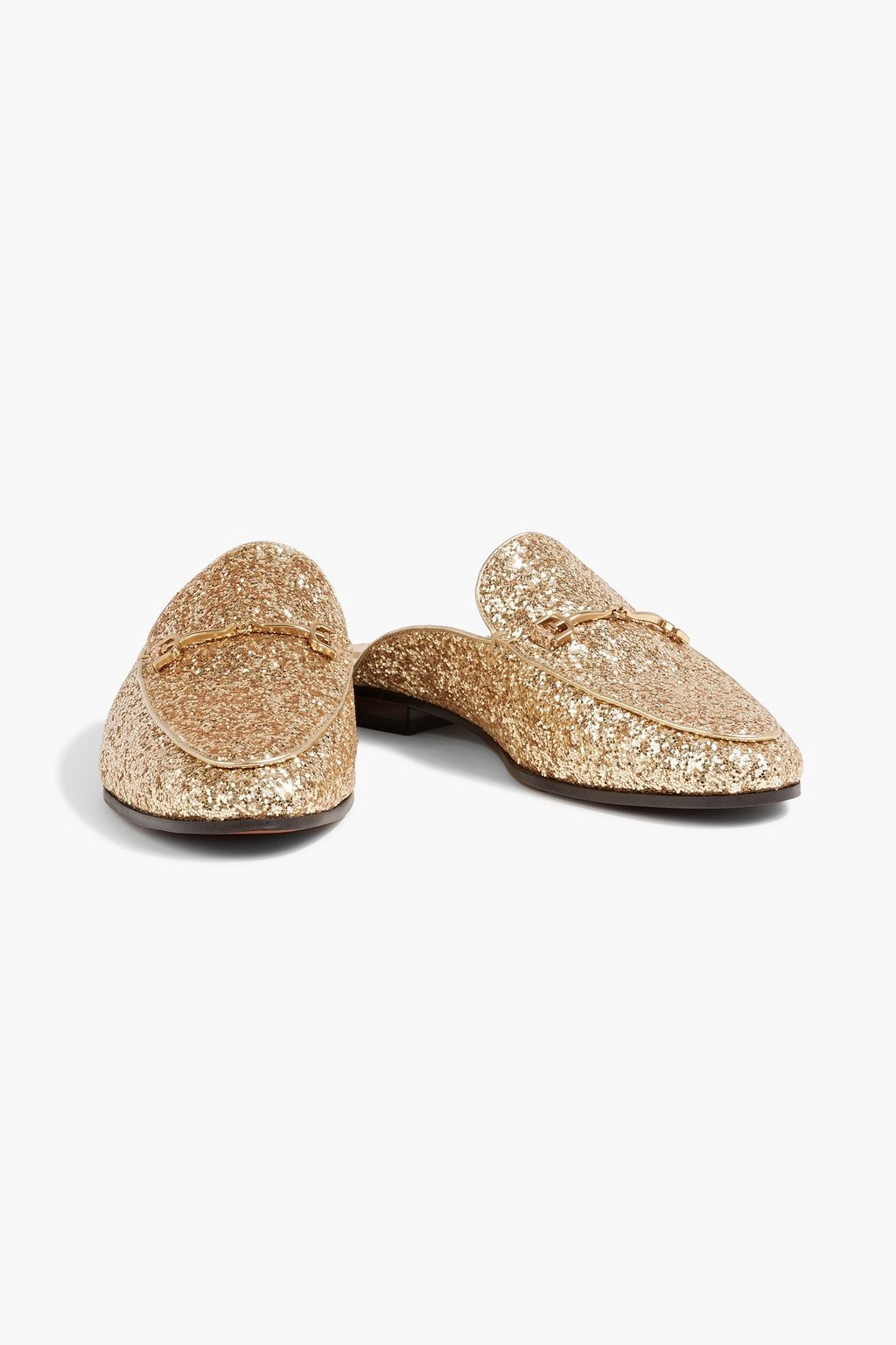 SAM EDELMAN Linnie embellished glittered leather slippers