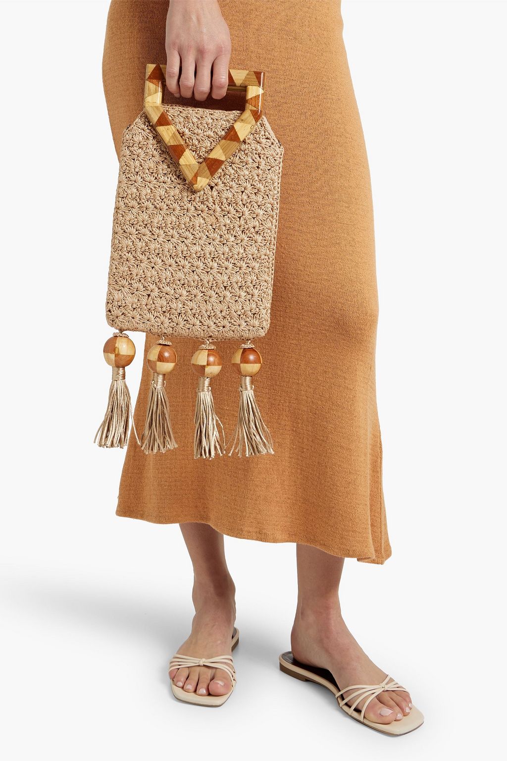 CATARINA MINA Tiwa Franjas tassled crochet tote