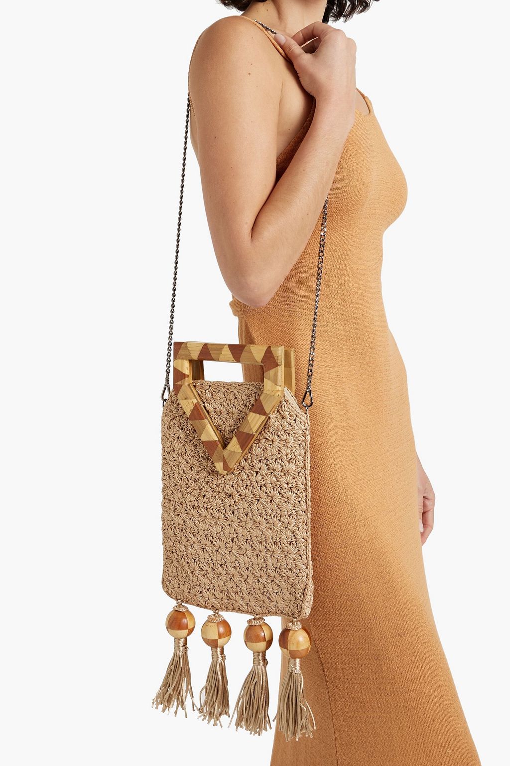 CATARINA MINA Tiwa Franjas tassled crochet tote