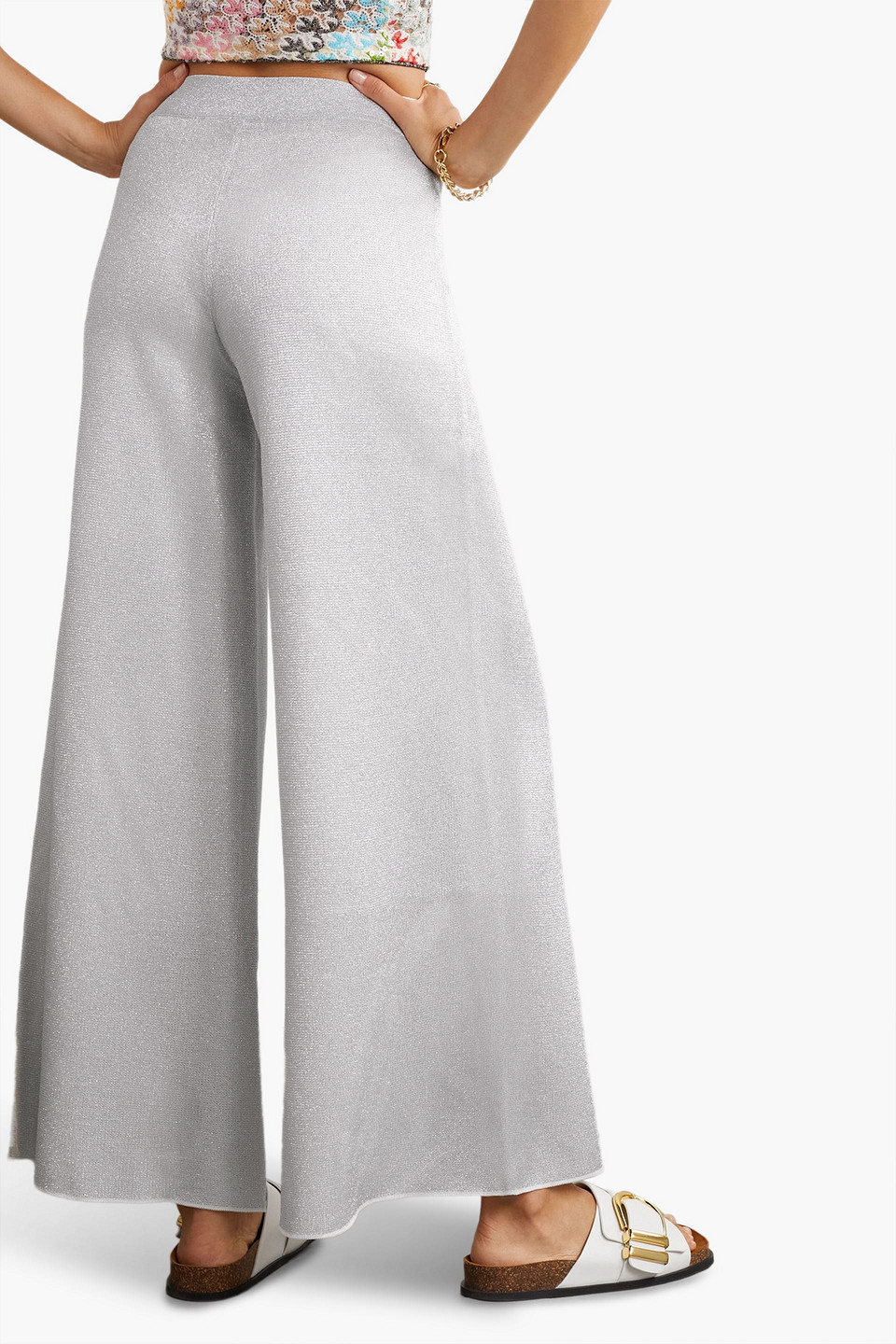 Missoni Hose Mit Weitem Bein Aus Einer Wollmischung In Metallic-optik In Silver