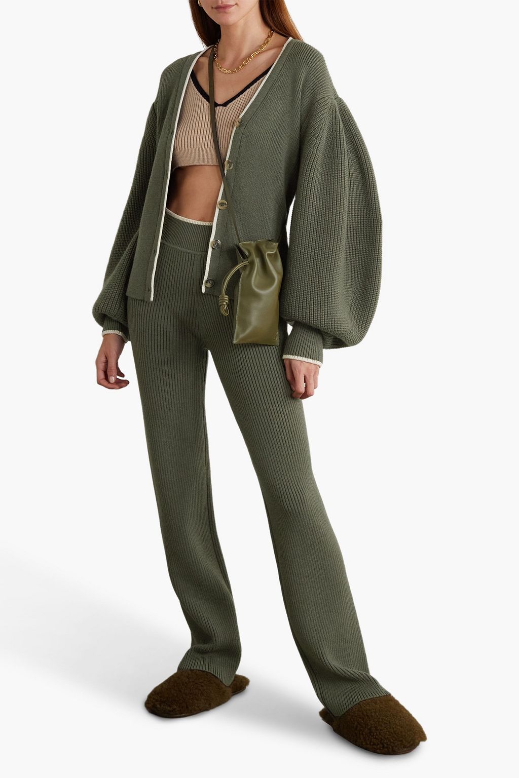 LOEWE Ribbed wool wide-leg pants
