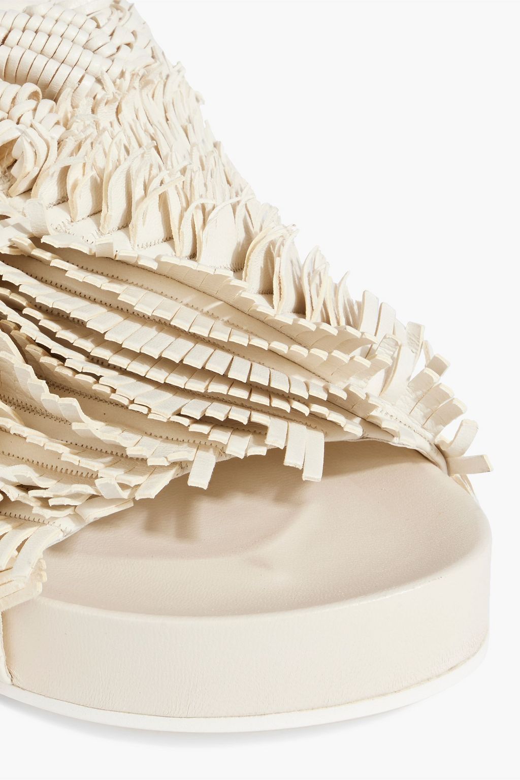 JIL SANDER Fringed leather slides