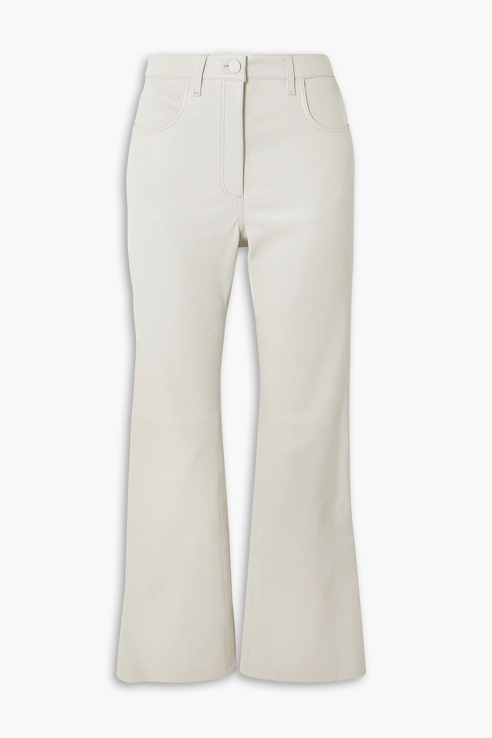 Joseph Duke Cropped Leather Flared Pants In White