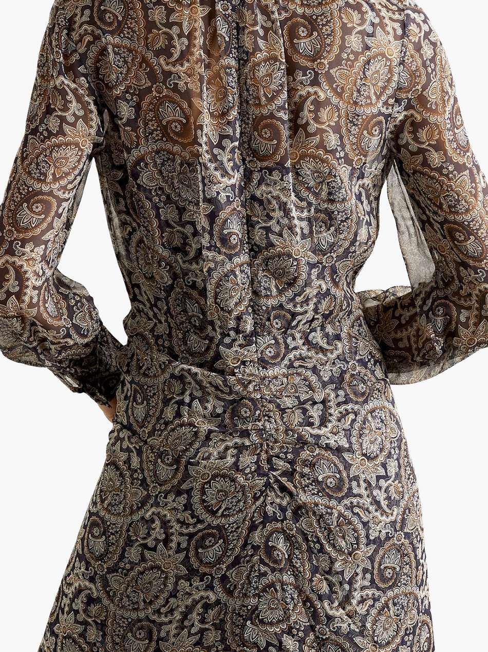 palmora ruched paisley-print silk-chiffon mini dress