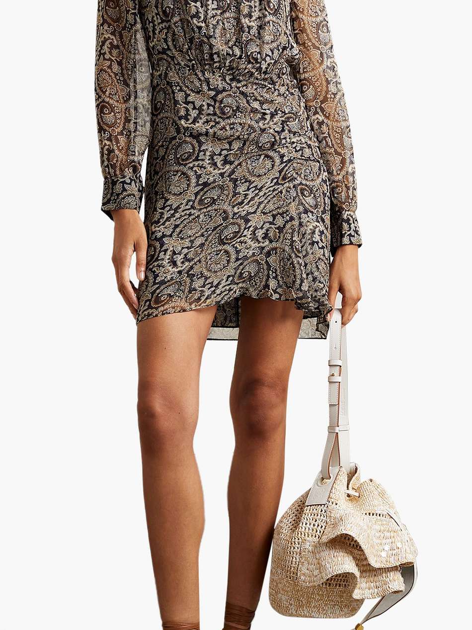 palmora ruched paisley-print silk-chiffon mini dress