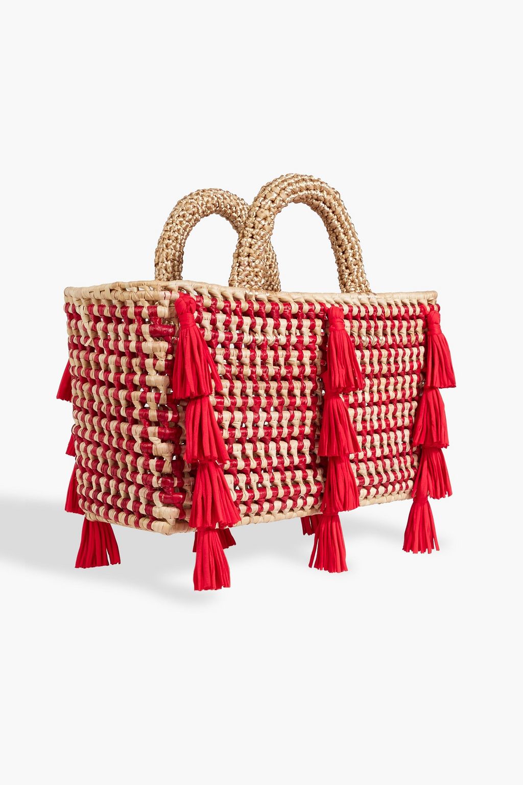 CATARINA MINA Fontana tasseled faux raffia tote