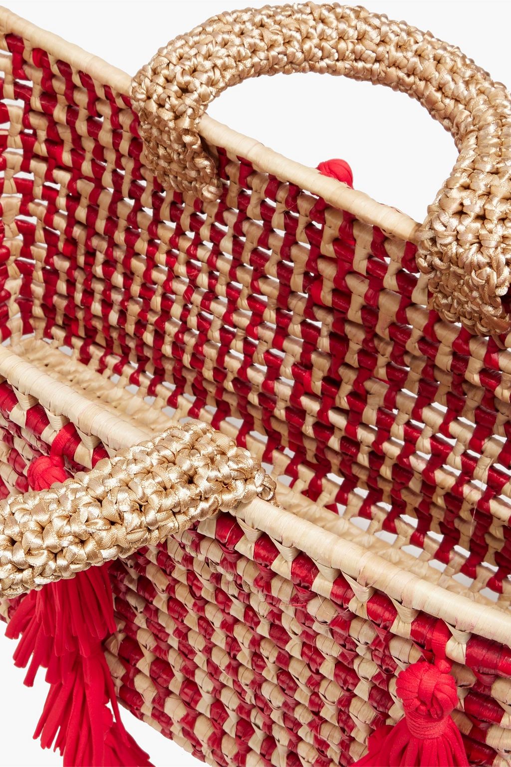 CATARINA MINA Fontana tasseled faux raffia tote