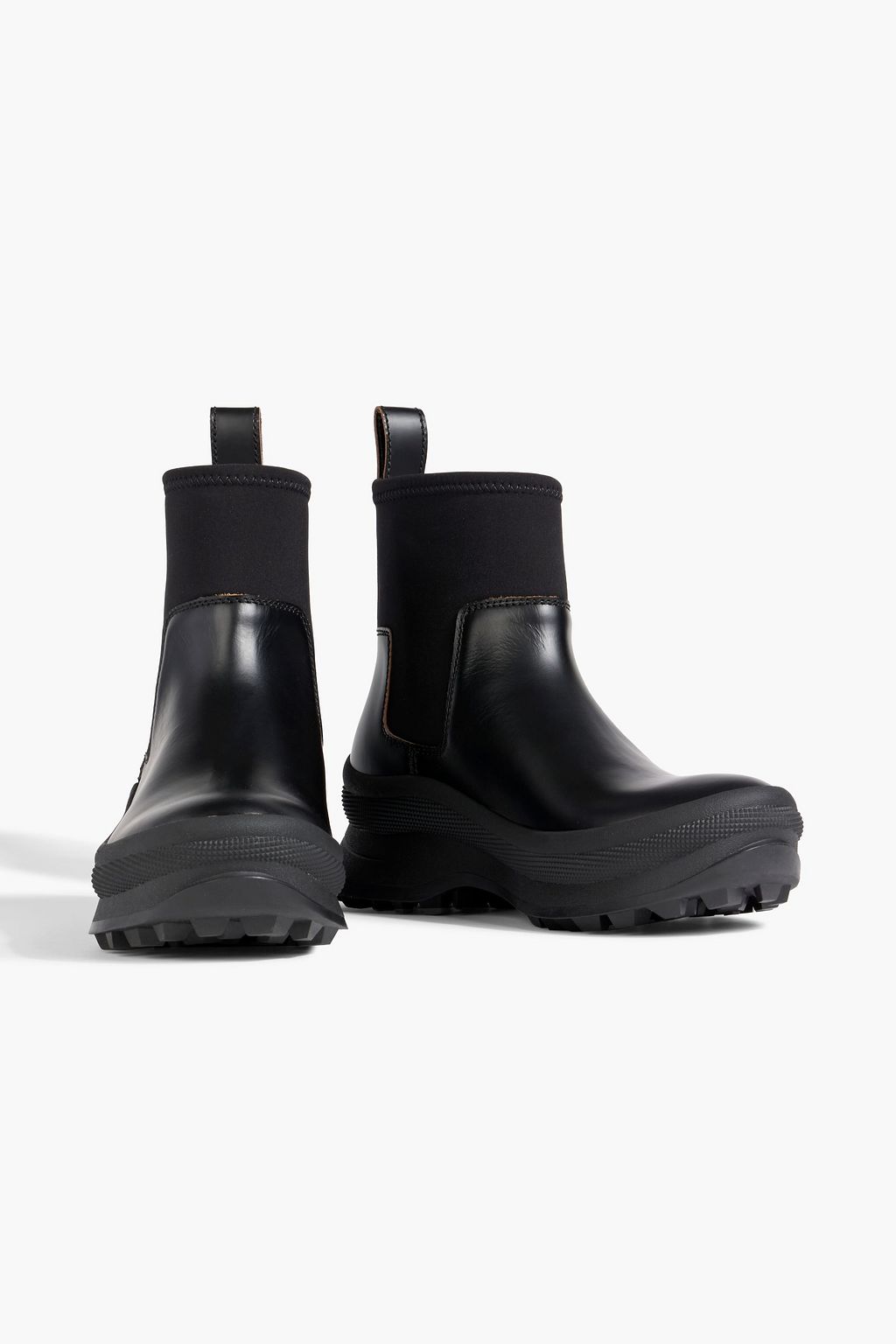 JIL SANDER Neoprene and leather ankle boots