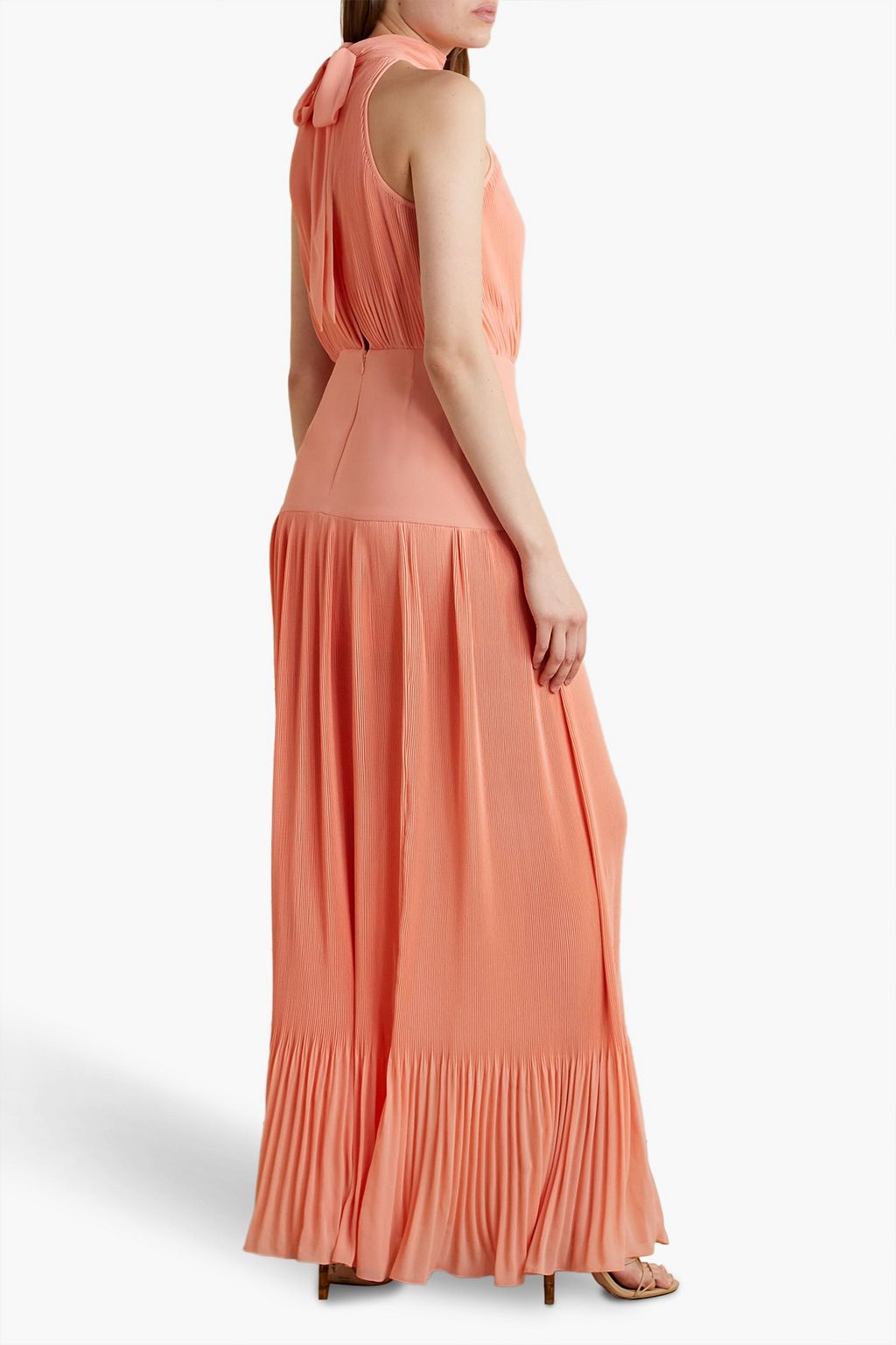 VERONICA BEARD Lilliana plissé-crepe halterneck maxi dress
