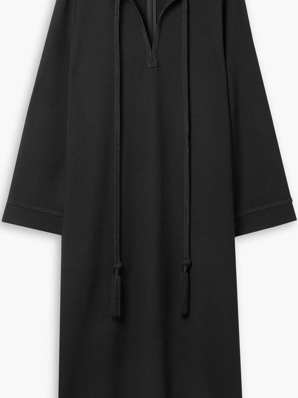 zita tie-detailed wool-crepe midi dress