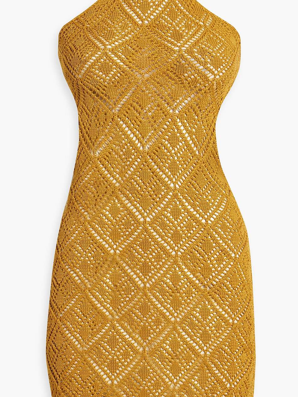 jamaica open-knit pima cotton mini halterneck dress