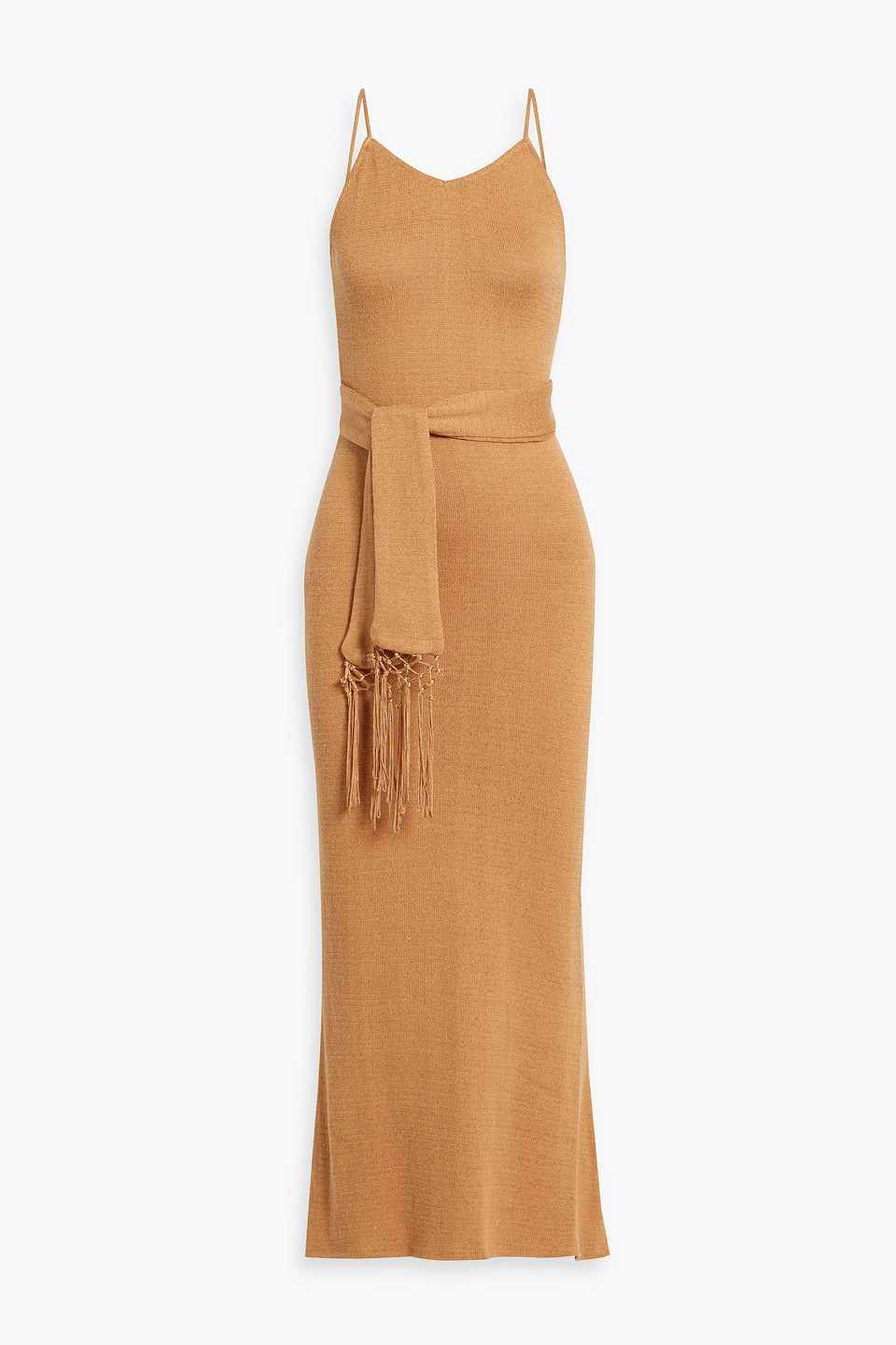 Savannah Morrow Ara Open-back Cotton And Silk-blend Midi Dress In Sand