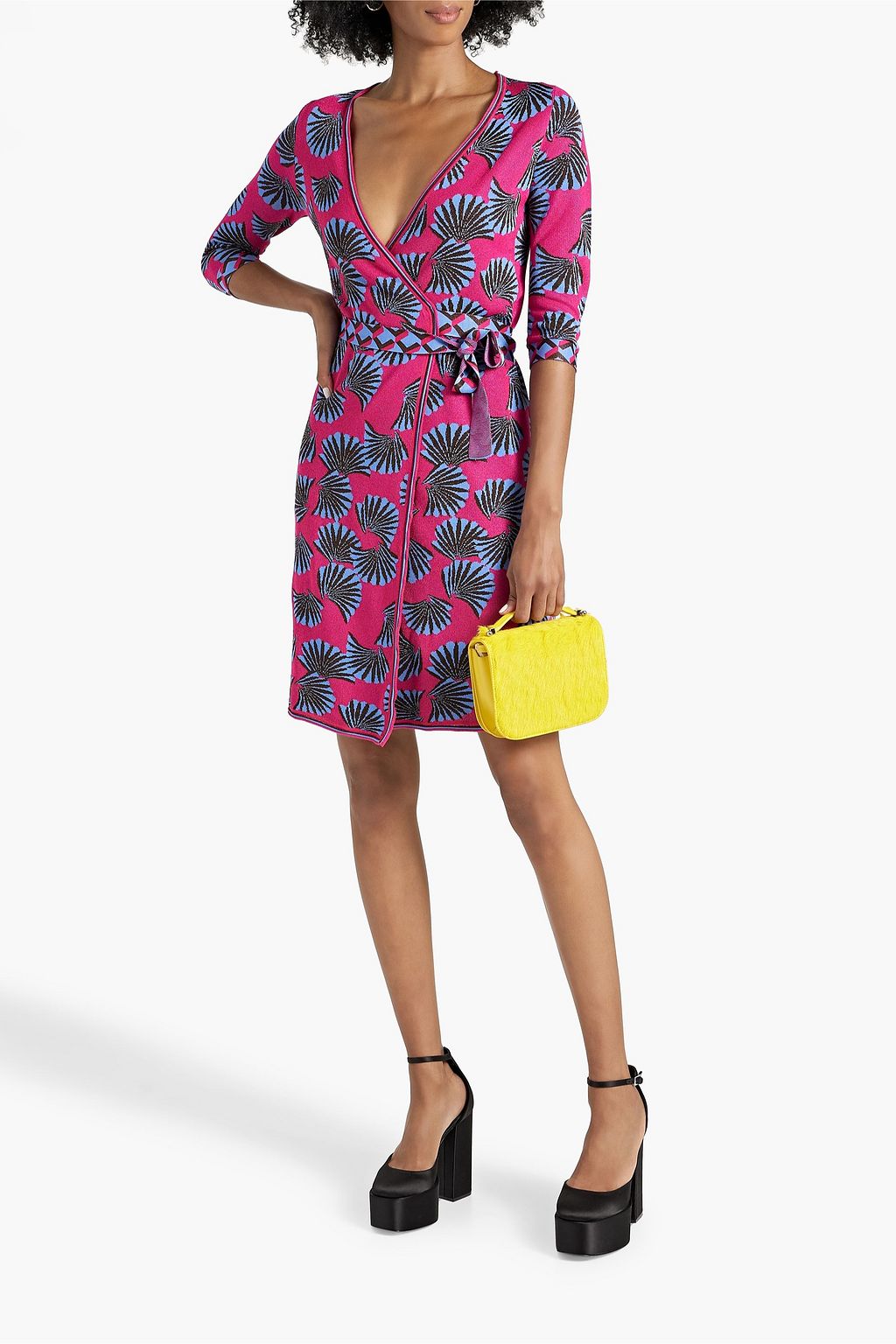 DIANE VON FURSTENBERG 자카드 니트 랩 드레스