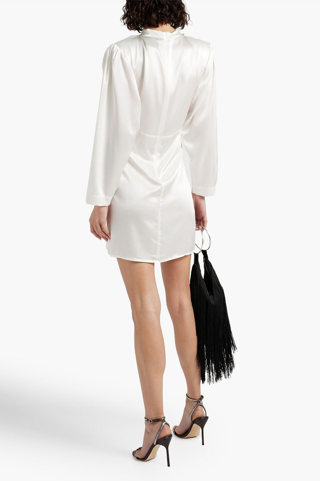 ENVELOPE1976 Jet draped silk-satin mini dress