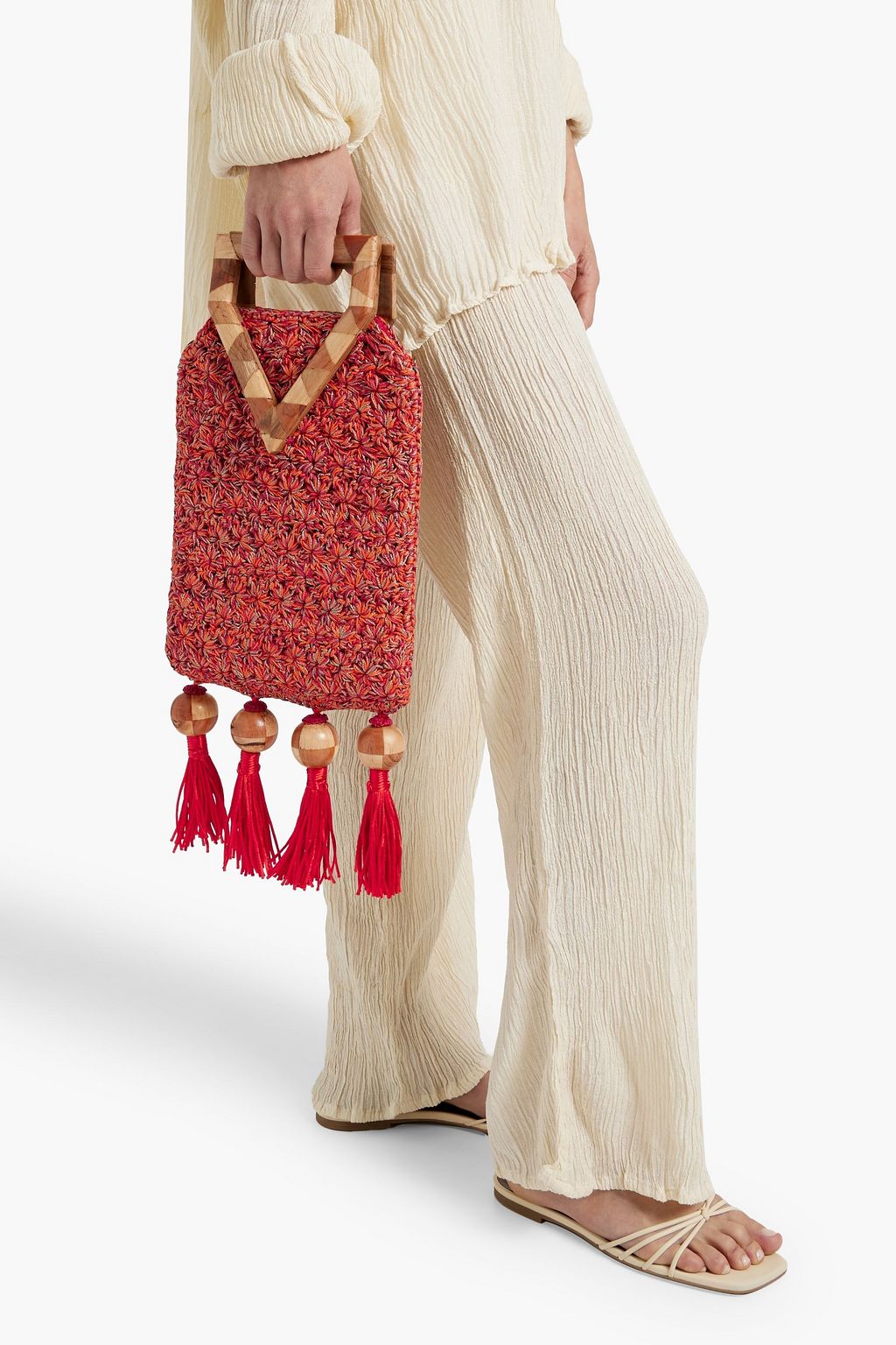 CATARINA MINA Tiwa Franjas tassled crochet tote