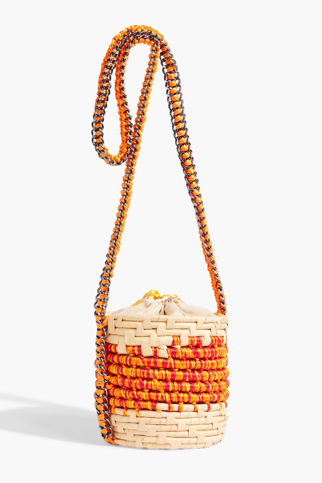 CATARINA MINA Tubinho Neon straw bucket bag