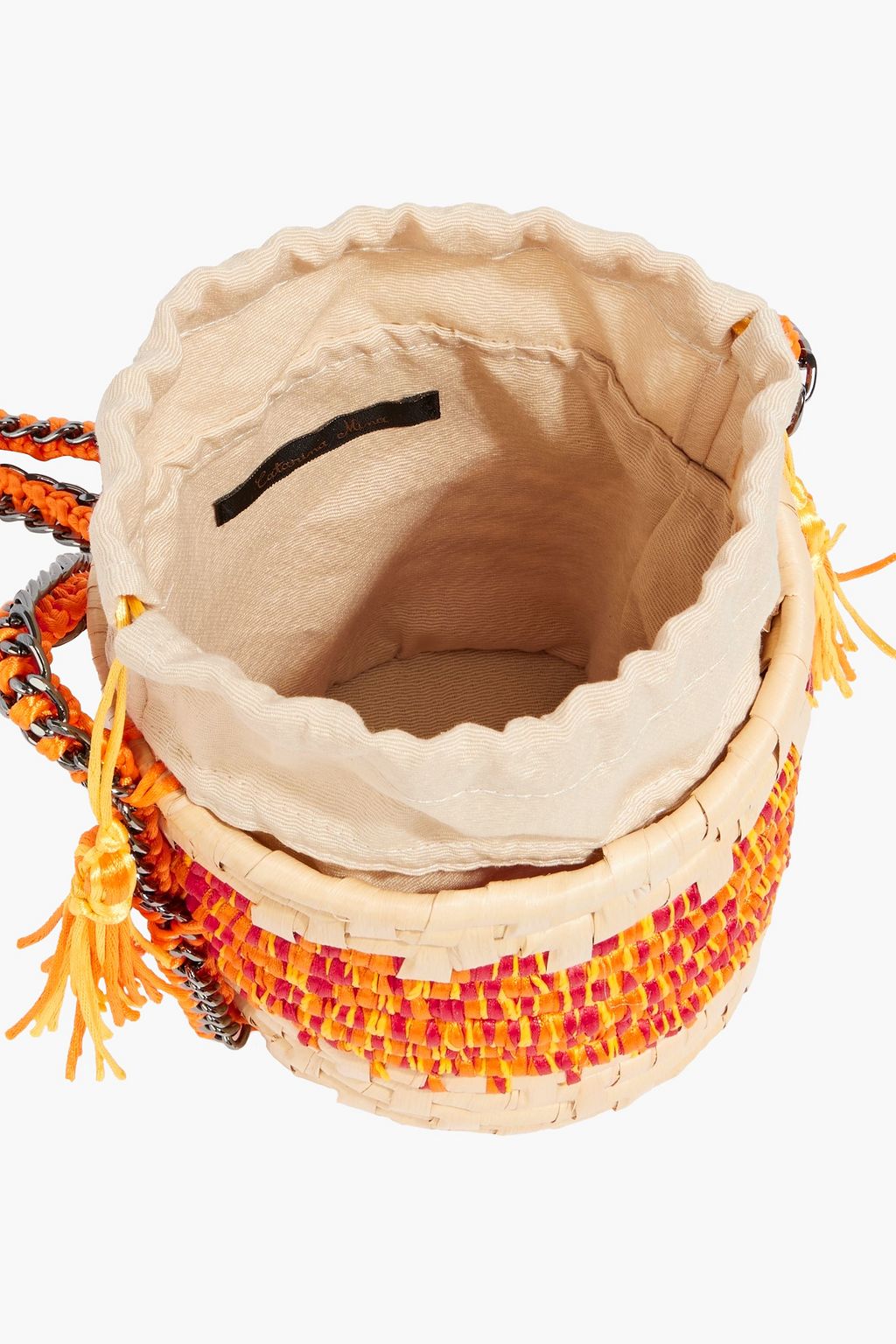 CATARINA MINA Tubinho Neon straw bucket bag