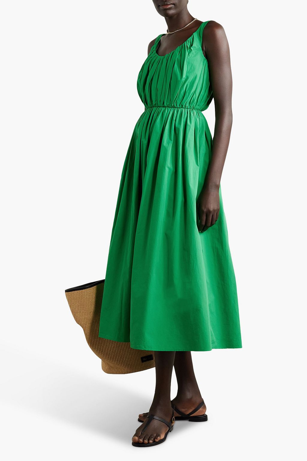 TOVE Juliane gathered cotton-poplin midi dress