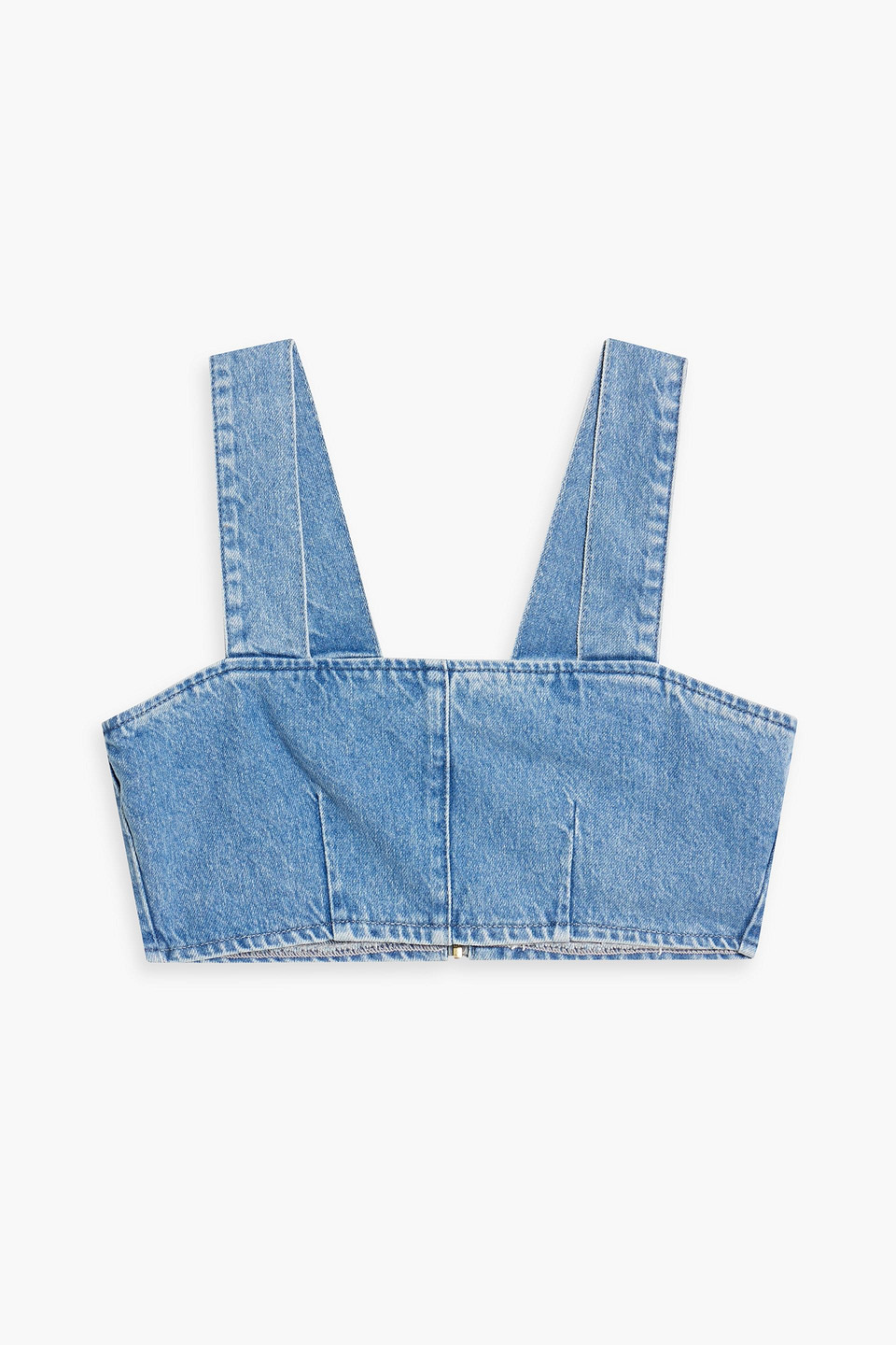 Triarchy Josephine Cropped Denim Top In Light Denim