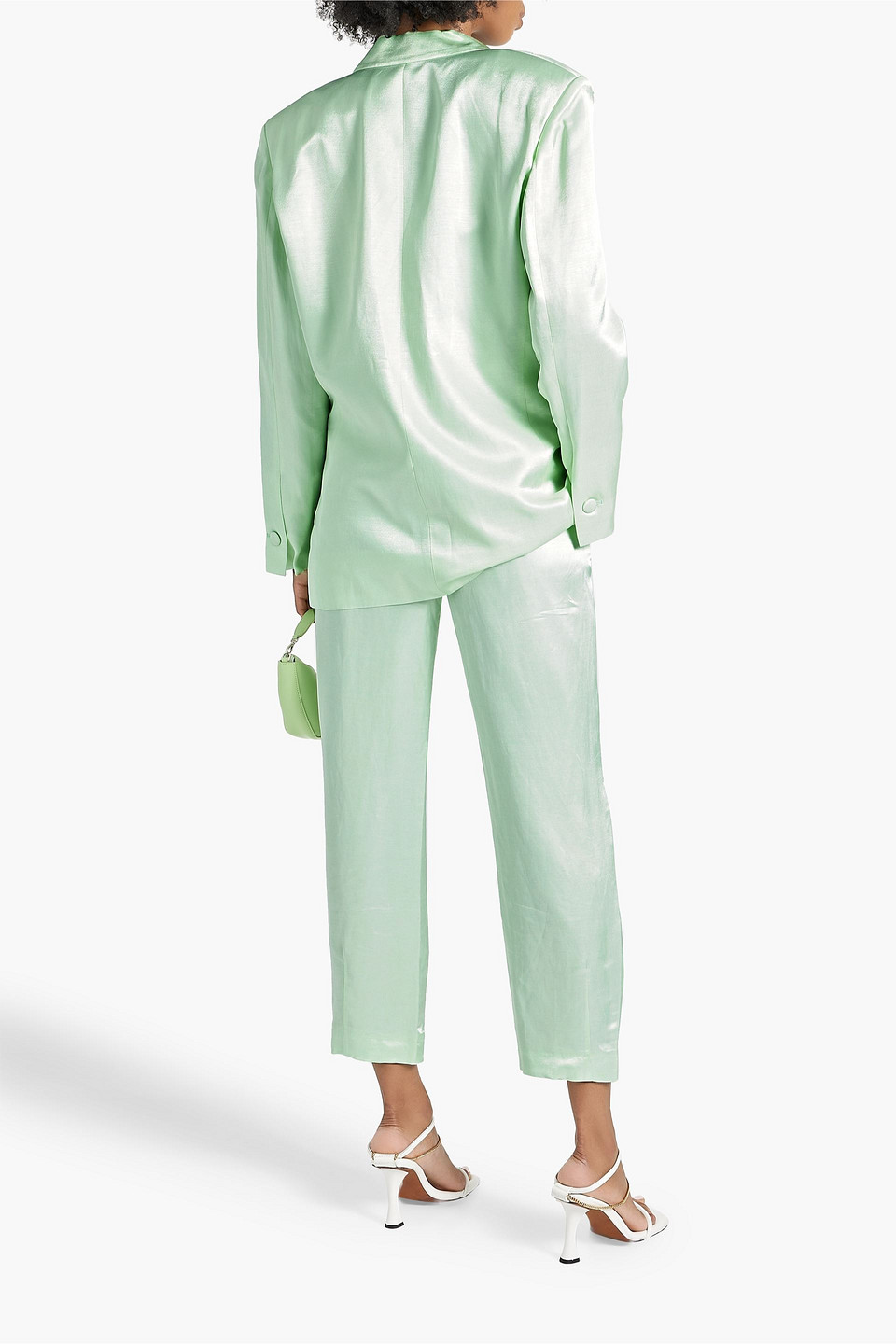 Shop Envelope 1976 Bianca Satin-twill Tapered Pants In Mint