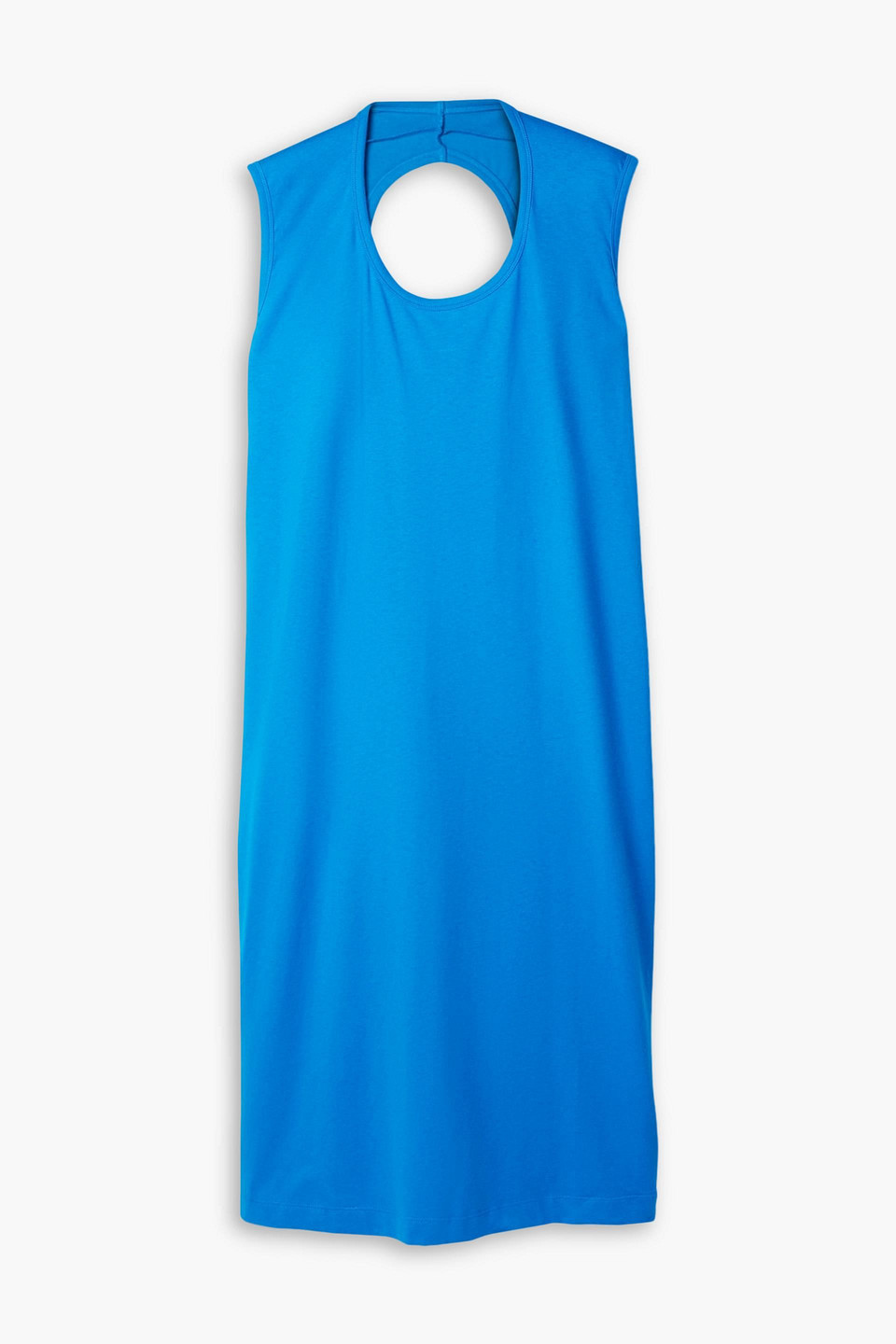 Mm6 Maison Margiela Cutout Cotton-jersey Midi Dress In Azure