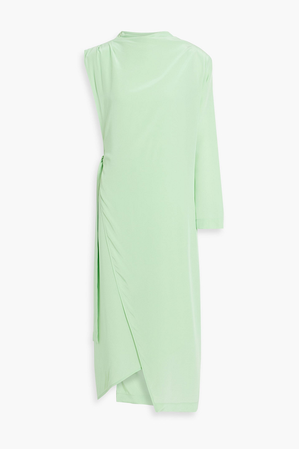 green emerald velvet dress Linen & Cotton Blend Green Midi Wrap Dress - All Dresses main image 0