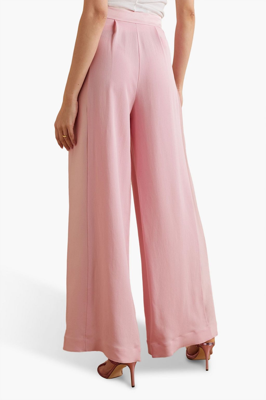 TALLER MARMO Palm Beach satin-trimmed crepe wide-leg pants