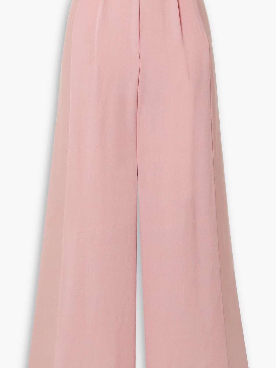 palm beach satin-trimmed crepe wide-leg pants