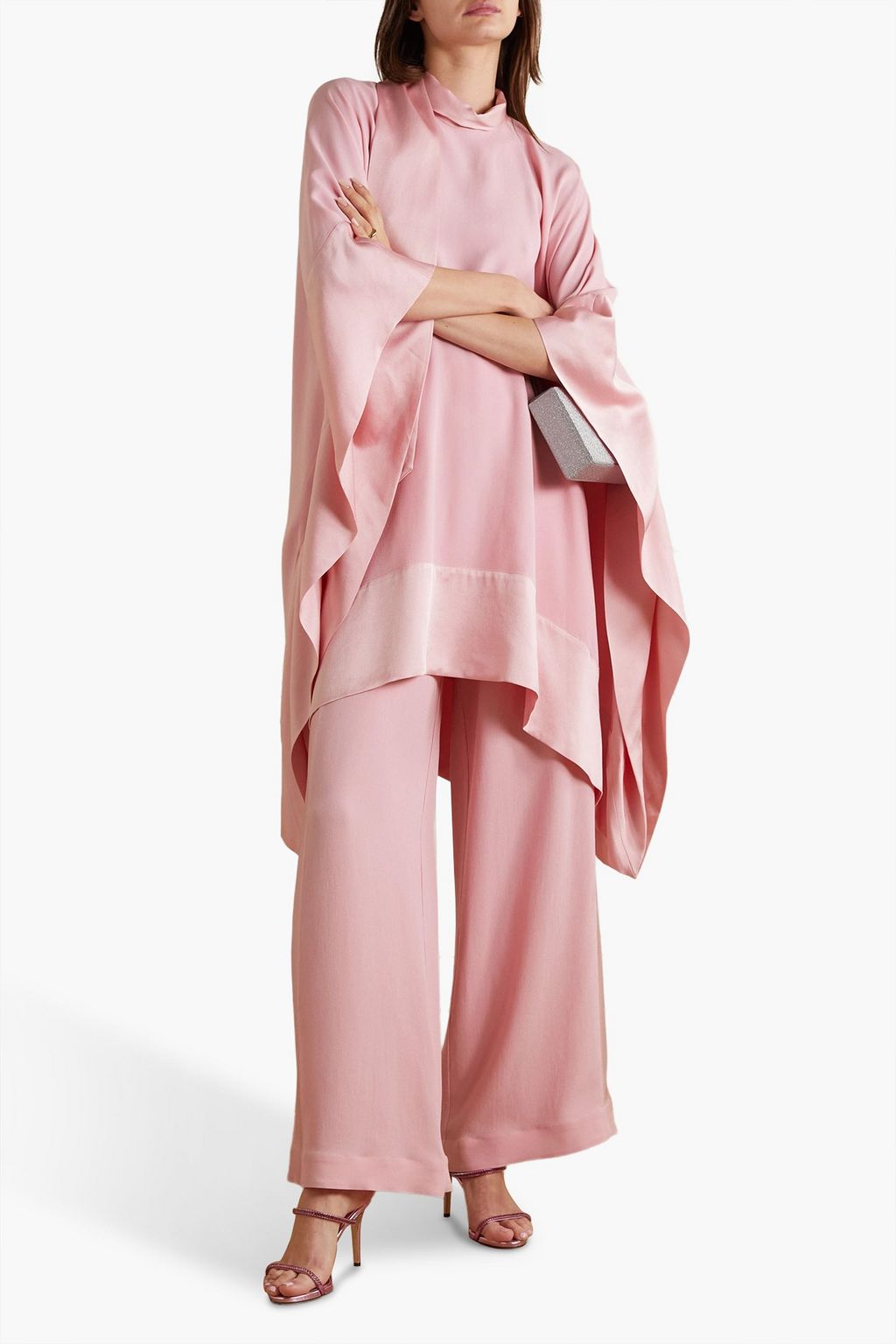 TALLER MARMO Palm Beach satin-trimmed crepe wide-leg pants