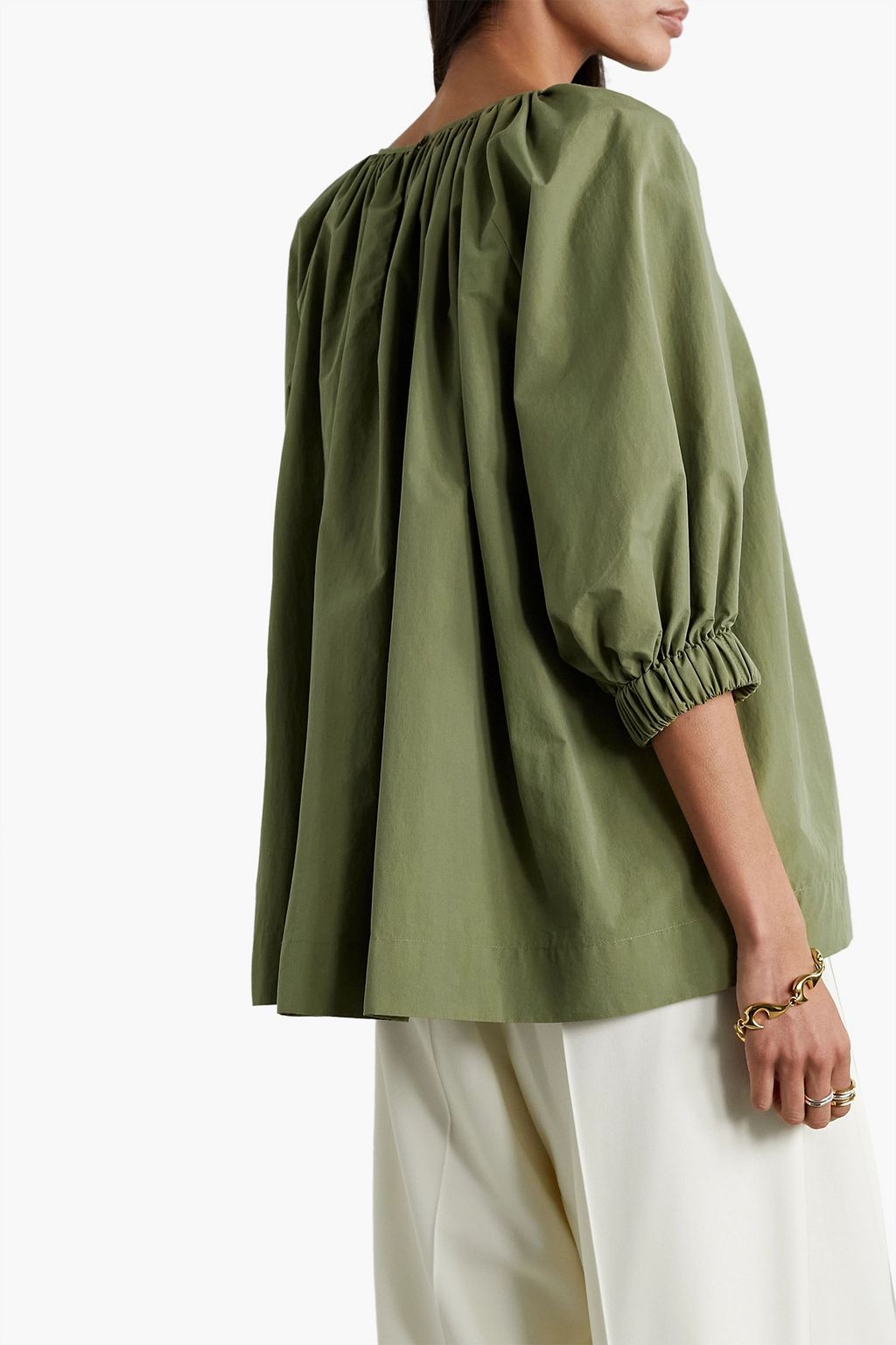 CO Gathered cotton-blend blouse