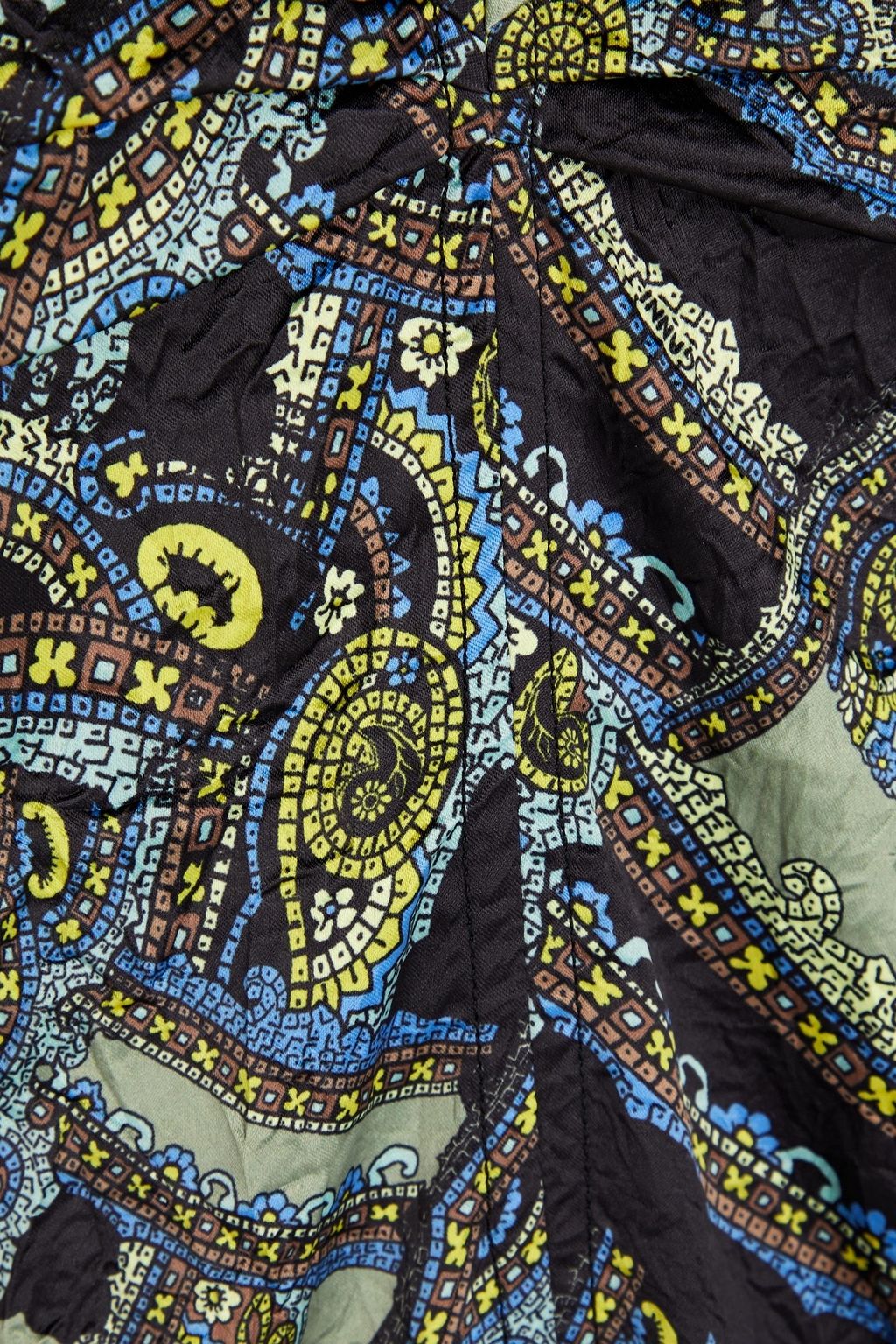 GANNI Crinkled paisley-print stretch-satin maxi dress