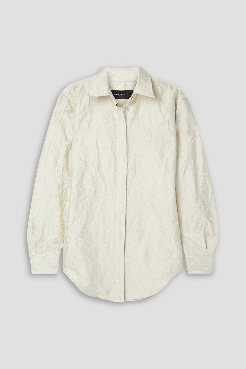 Brandon Maxwell Allie Crinkled Satin-twill Shirt In Off-white
