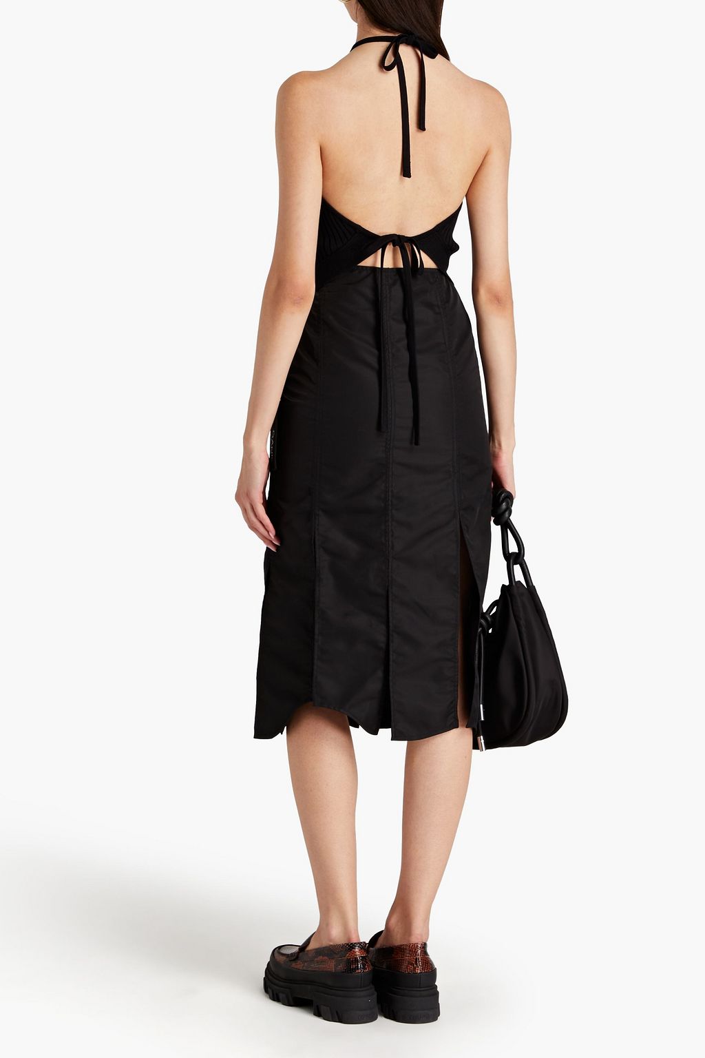GANNI Ribbed-knit halterneck top