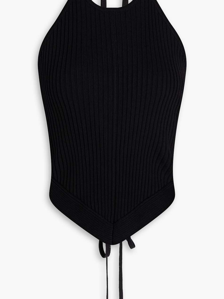ribbed-knit halterneck top