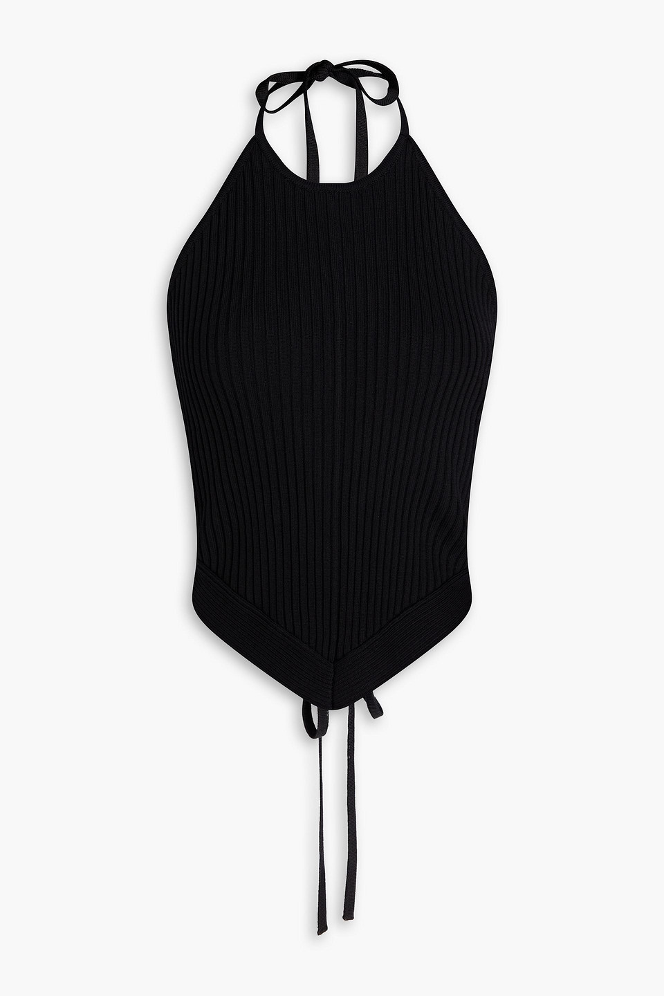 Ribbed-knit halterneck top